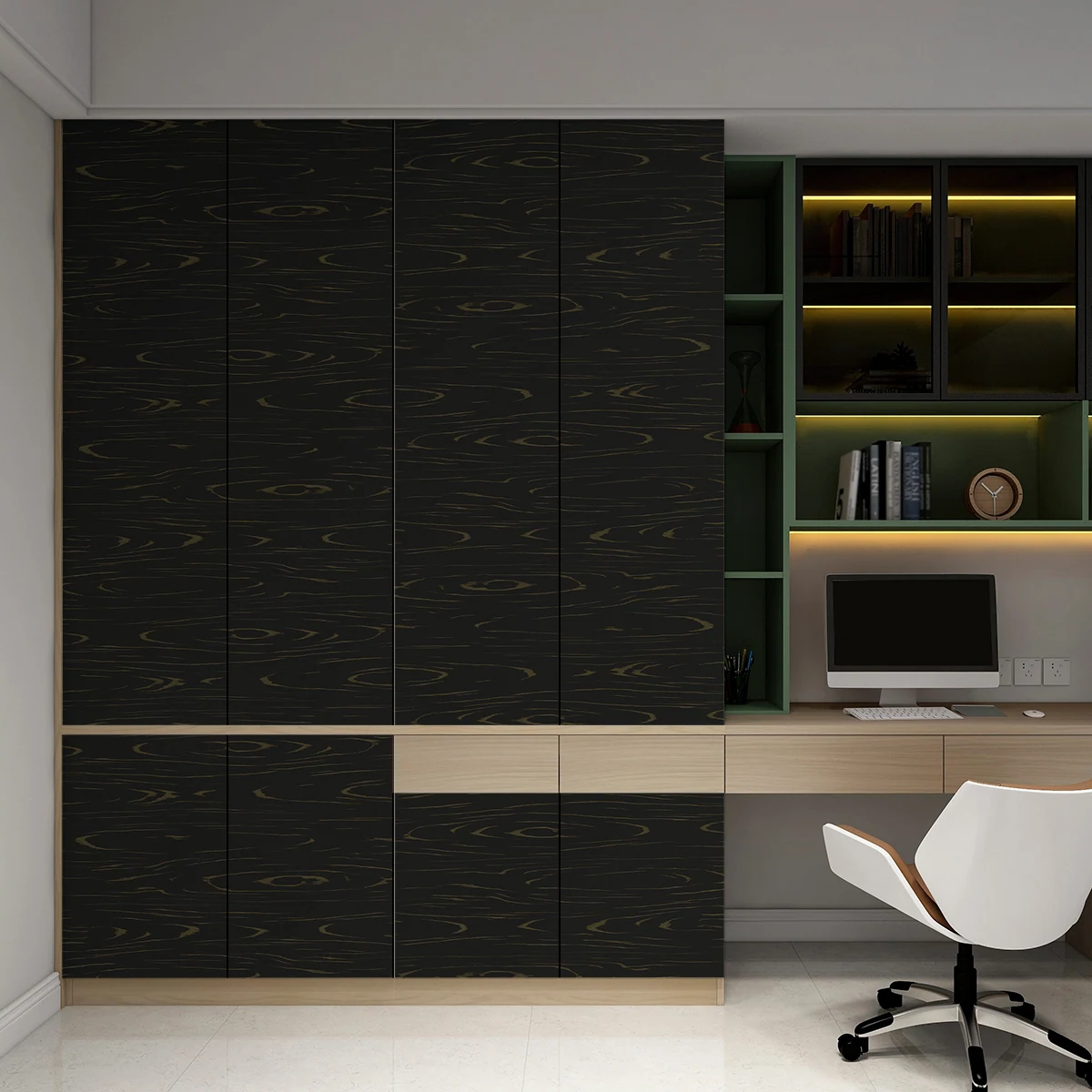 Laminate 6696 — Perspective V4 · Wardrobes, Workspace