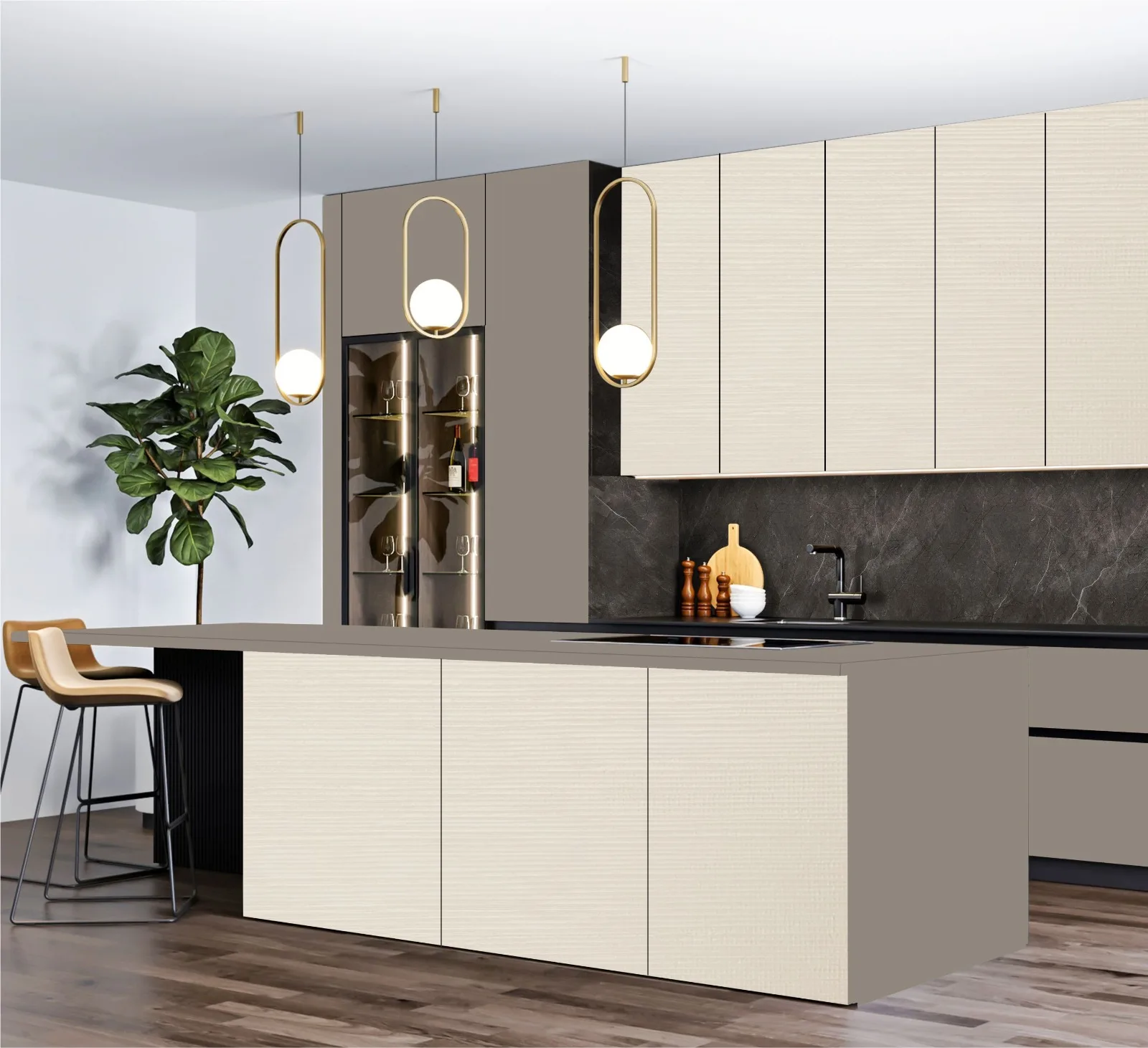 Laminate 9904 Canvas + MT 5503 — Thermo Laminates · Kitchen